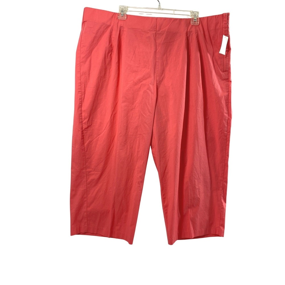 Fashion Bug Capri‎ Pants Womens Plus 26W Coral Pink Side Zip Stretch Cropped